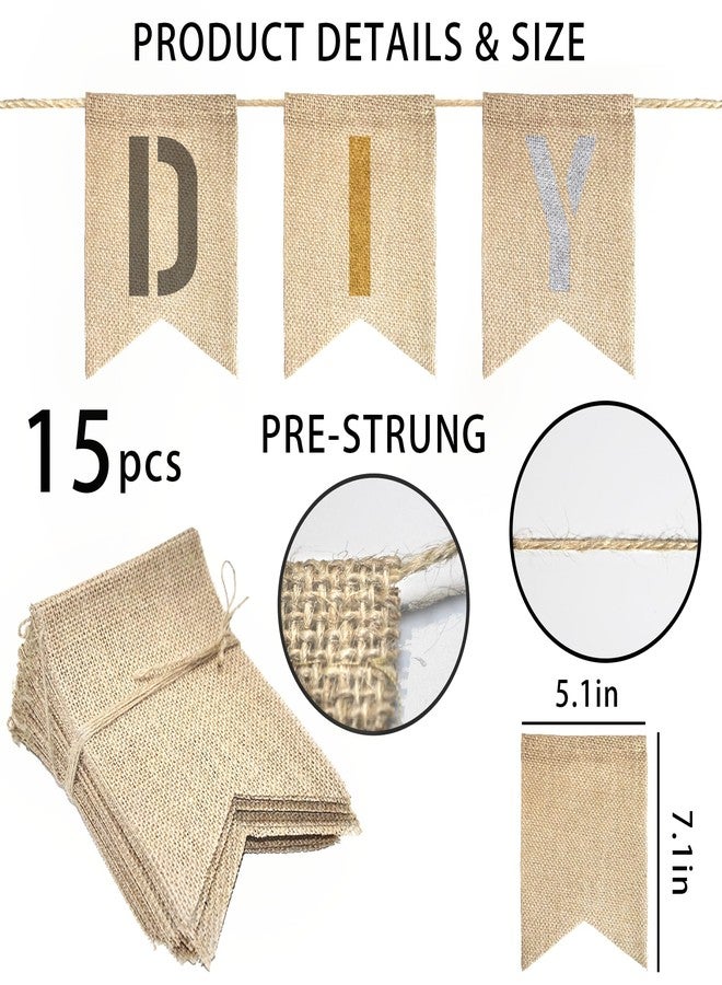 TMTECHJS 15 PCS Burlap Banner DIY Kit With 27 PCS Letter Stencil Banner Burlap Painting For Party Decorations Swallowtail Flags For Birthday - Image 2