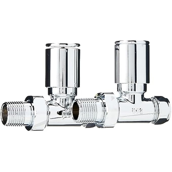KRA-002 STRAIGHT RADIATOR & TOWEL WARMER VALVES, CHROME - Image 1