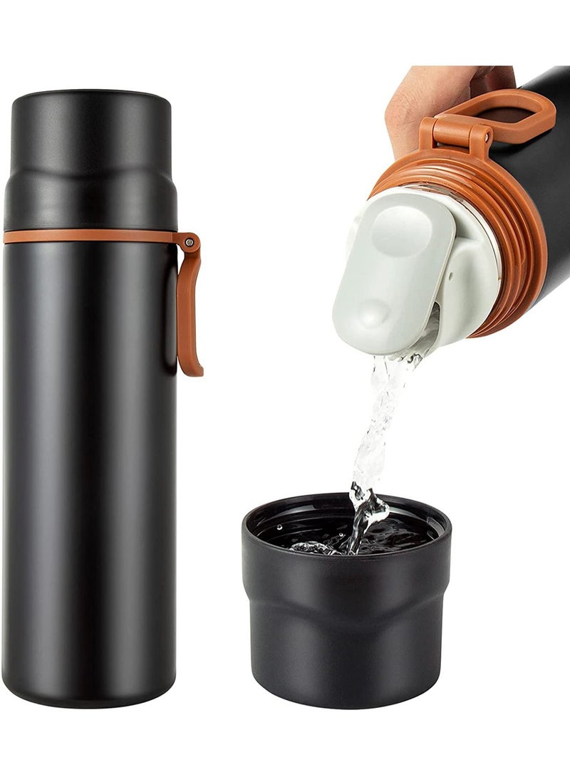 Excefore 450ml Insulated Water Bottle Stainless Steel Vacuum Coffee Cup with Handle, Flask Double Walled Sport Travel Mug with Leakproof Lid, Keep Hot & Cold 12 Hours BPA Free, 15oz - Image 1