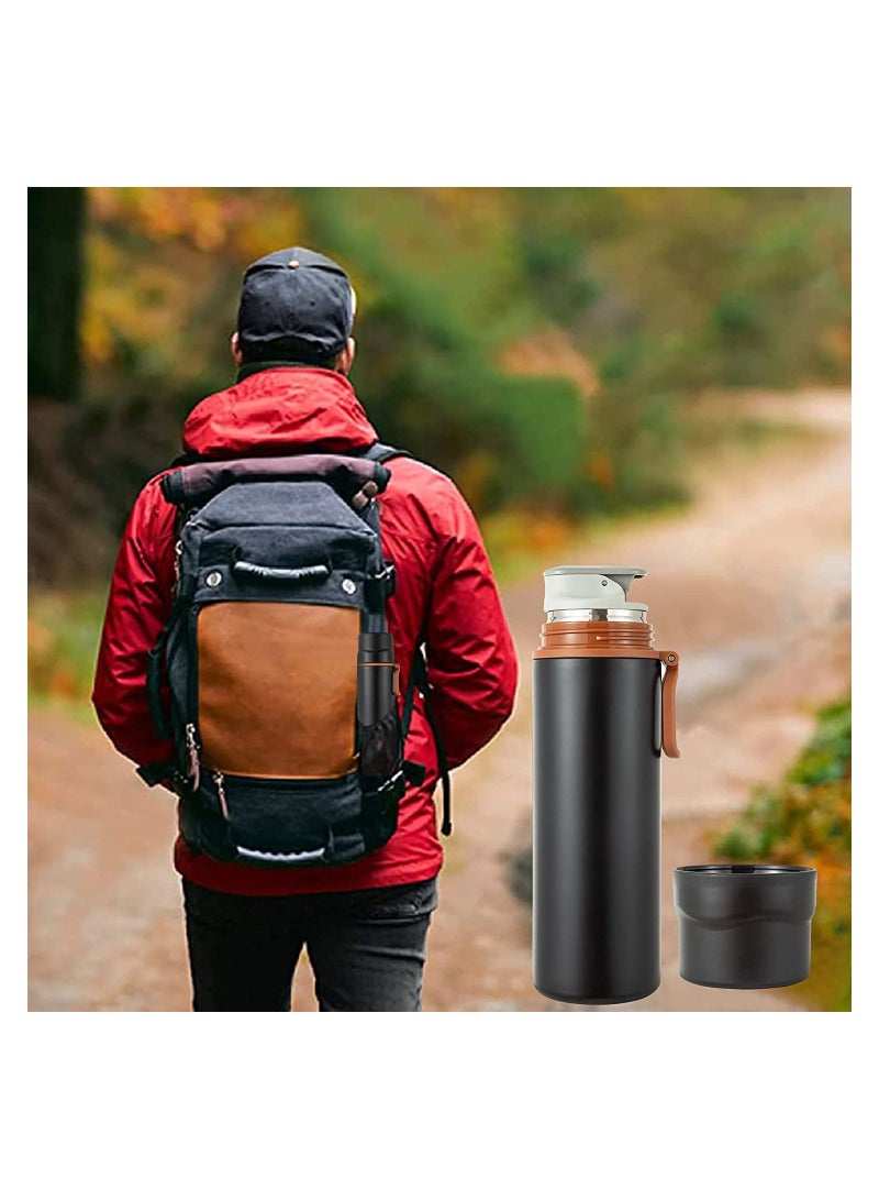 Excefore 450ml Insulated Water Bottle Stainless Steel Vacuum Coffee Cup with Handle, Flask Double Walled Sport Travel Mug with Leakproof Lid, Keep Hot & Cold 12 Hours BPA Free, 15oz - Image 2