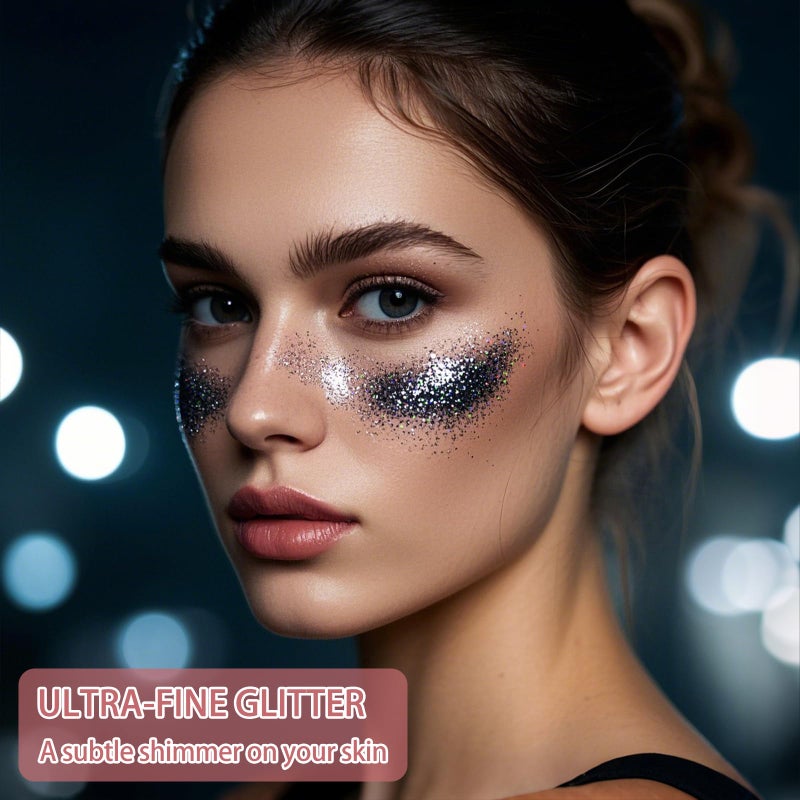 Etercycle Black Body Glitter, Hair Glitter Spray Fine Face Shimmer Powder, Longwear and Quick Drying Body Glitter Sparkly Glitter Gifts for Rave Clothes Nail Art Easter Christmas Halloween Crafts - Image 2