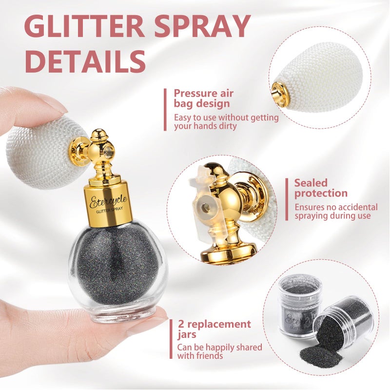 Etercycle Black Body Glitter, Hair Glitter Spray Fine Face Shimmer Powder, Longwear and Quick Drying Body Glitter Sparkly Glitter Gifts for Rave Clothes Nail Art Easter Christmas Halloween Crafts - Image 4