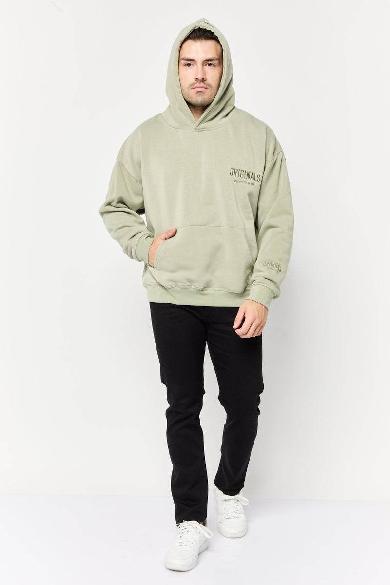 Originals by Brooklyn Cloth Men Embroidered Logo Long Sleeve Hoodie, Sage Green  - Image 2