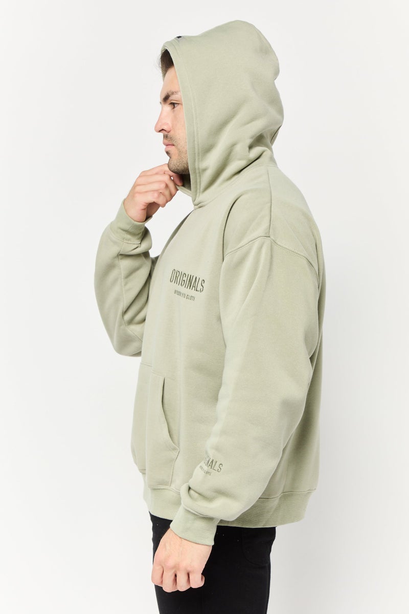 Originals by Brooklyn Cloth Men Embroidered Logo Long Sleeve Hoodie, Sage Green  - Image 3