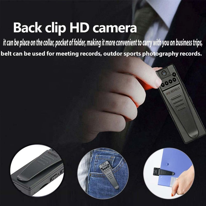 RENMAX 2MP HD 1080P Mini Pocket Camera Recorder IR Night Vision Rechargeable Plastic Black 1 Pc - Image 4