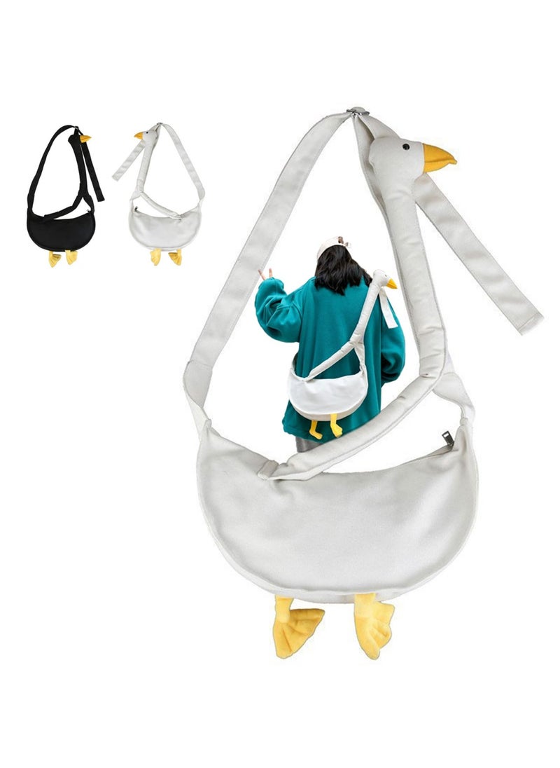 SYOSI Silly Goose Bag, Kawaii Duck Purse, Unisex Funny Goose Canvas Shoulder Bag, Funny Novelty Goose Bag, Adjustable Extra Long Cartoon Goose Crossbody Bag, Goose Animal Bag for Women Gift  - Image 1