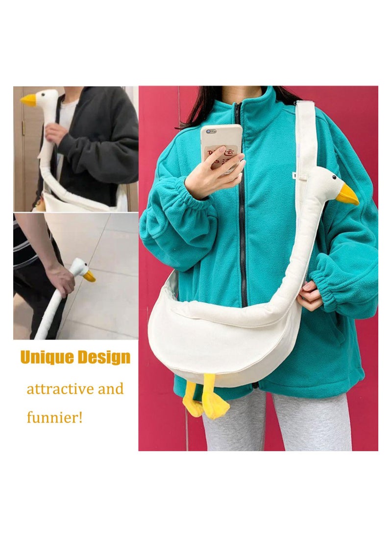 SYOSI Silly Goose Bag, Kawaii Duck Purse, Unisex Funny Goose Canvas Shoulder Bag, Funny Novelty Goose Bag, Adjustable Extra Long Cartoon Goose Crossbody Bag, Goose Animal Bag for Women Gift  - Image 2