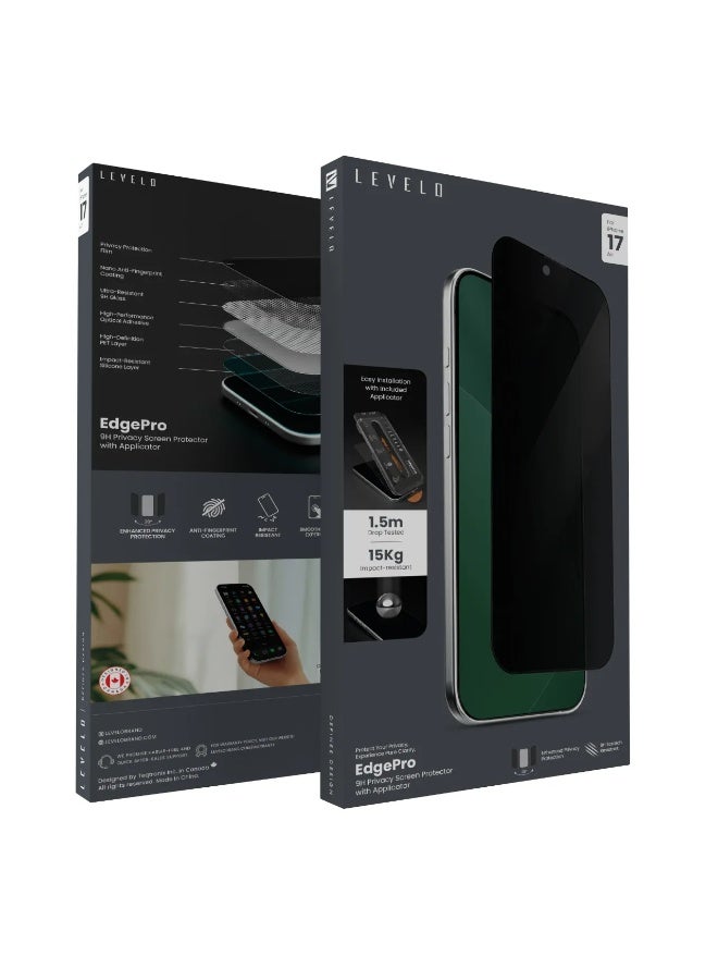 ليفيلو واقي شاشة الخصوصية المقاوم للصدمات EdgePro 9H لهاتف iPhone 17 Air مع أداة تطبيق / مضاد لبصمات الأصابع / شفاف للغاية / تم اختباره عند السقوط من ارتفاع 1.5 متر - خصوصية - Image 2