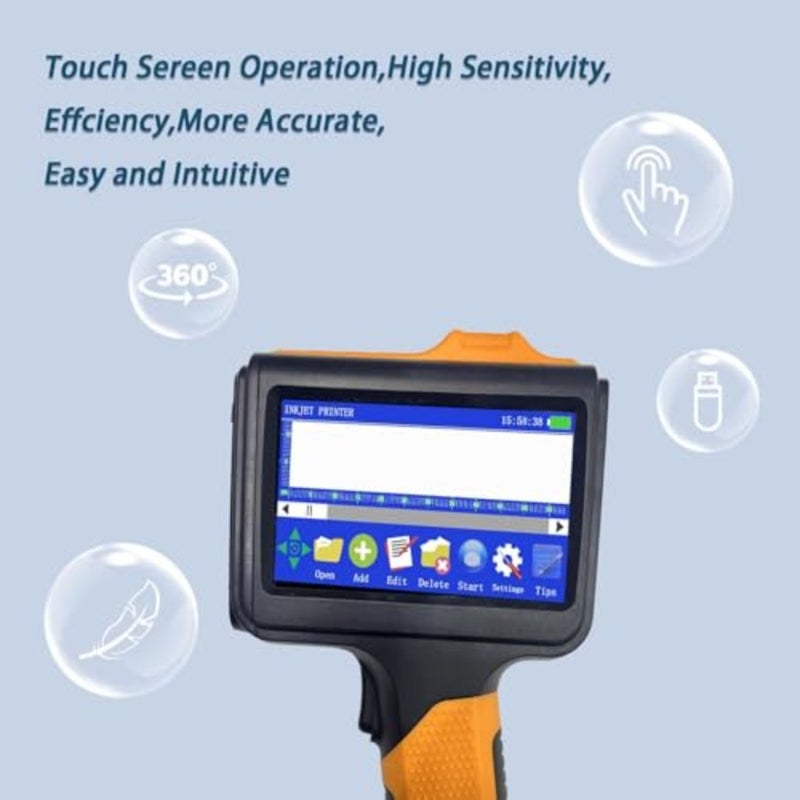 P19 Portable Handheld Inkjet Printer for industrial marking on metal, plastic, cardboard; black ink; 360 rotation, 2-12.7mm print height, anti-slip handle, upgraded cartridge - Image 3