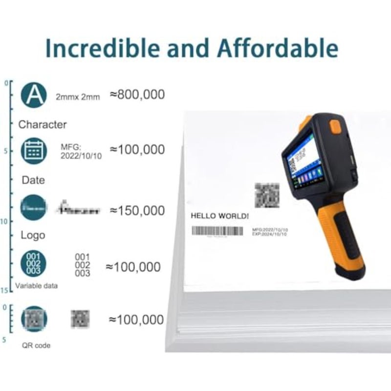 P19 Portable Handheld Inkjet Printer for industrial marking on metal, plastic, cardboard; black ink; 360 rotation, 2-12.7mm print height, anti-slip handle, upgraded cartridge - Image 4