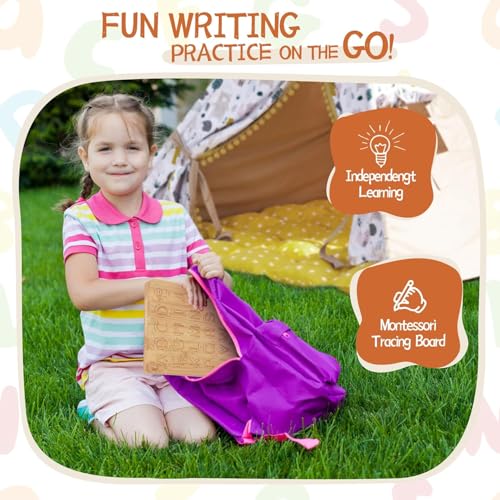 Asweets Montessori Wooden Alphabet Tracing Board, Wood Letter Practicing Board,Double-Sided Boards for Toddlers and Preschool Gifts for Kids(1 Piece) - Image 2
