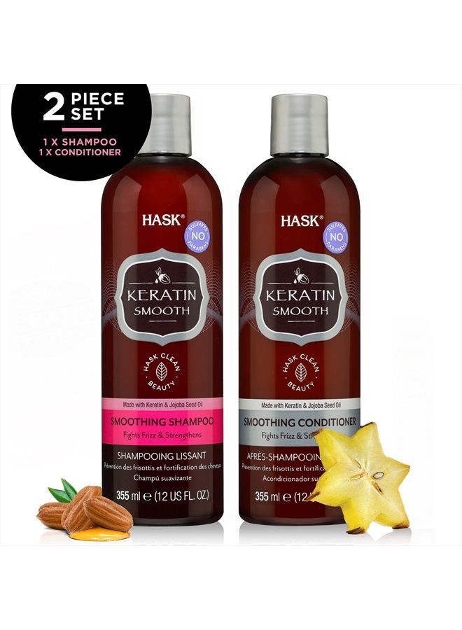 HASK KERATIN PROTEIN Smoothing Shampoo + Conditioner Set for All Hair Types, Color Safe, Gluten-Free, Sulfate-Free, Paraben-Free, Cruelty-Free - 1 Shampoo and 1 Conditioner - Image 5