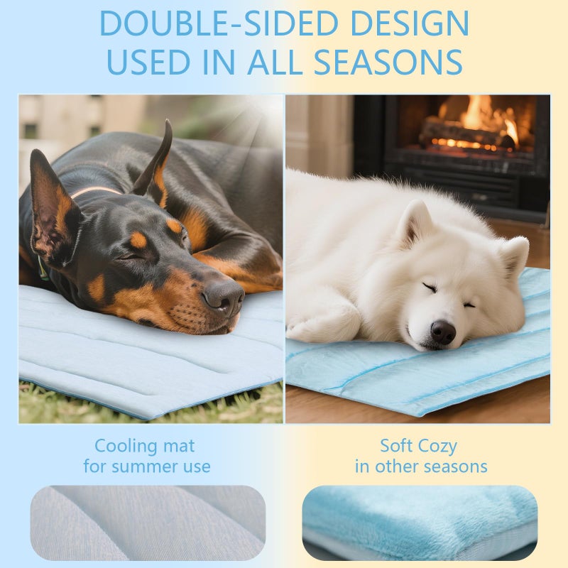 BECEMURU Dog Cooling Mat, Thickened Soft Pet Cooling Pad for Summer, 36"x23" Pet Bed for Crate Kennel Sofa, Non-Gel Coolness, Machine Washable & Durable - Keep Your Pet Cool and Comfortable - Image 5