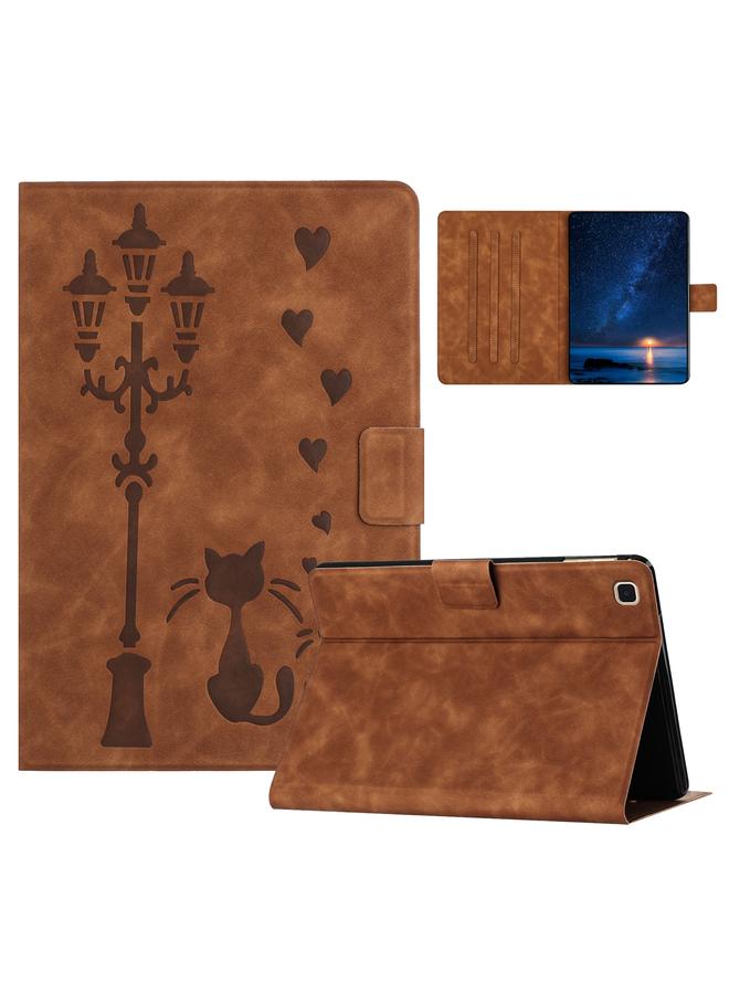 erorex Case For Samsung Galaxy Tab A7 10.4 2020 Embossed Couple Cat Smart Tablet Leather Case - Image 1