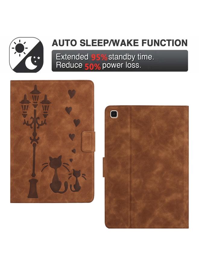 erorex Case For Samsung Galaxy Tab A7 10.4 2020 Embossed Couple Cat Smart Tablet Leather Case - Image 4