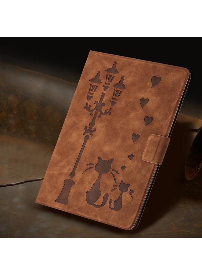 erorex Case For Samsung Galaxy Tab A7 10.4 2020 Embossed Couple Cat Smart Tablet Leather Case - Image 2