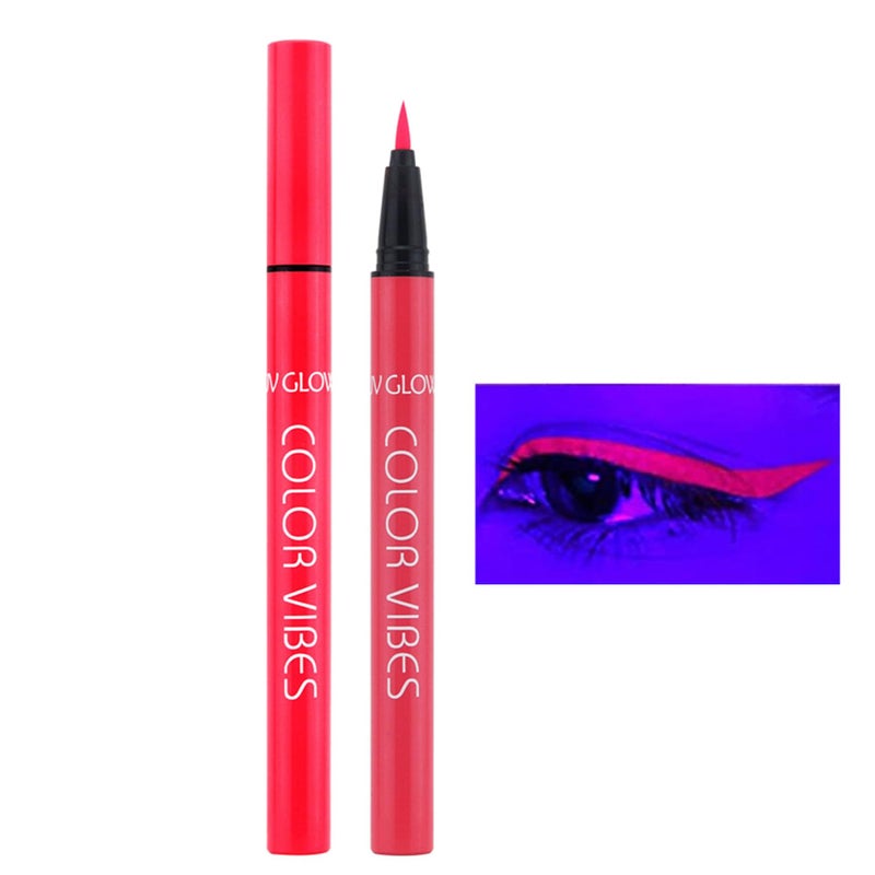 Wismee UV Glow Neon Liquid Eye liner, Matte Colored Eye liners Pen, Rainbow Colorful Neon Eye liner Pencil Pigmented Waterproof Smudgeproof Long Lasting Eye Liner for Halloween Christmas Makeup (Pink) - Image 1