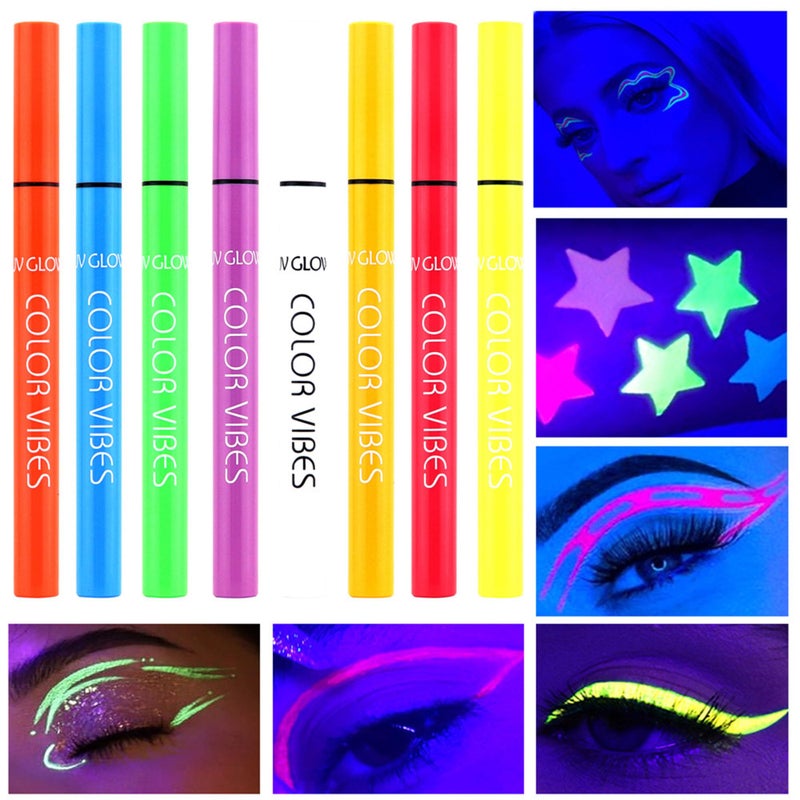 Wismee UV Glow Neon Liquid Eye liner, Matte Colored Eye liners Pen, Rainbow Colorful Neon Eye liner Pencil Pigmented Waterproof Smudgeproof Long Lasting Eye Liner for Halloween Christmas Makeup (Pink) - Image 5