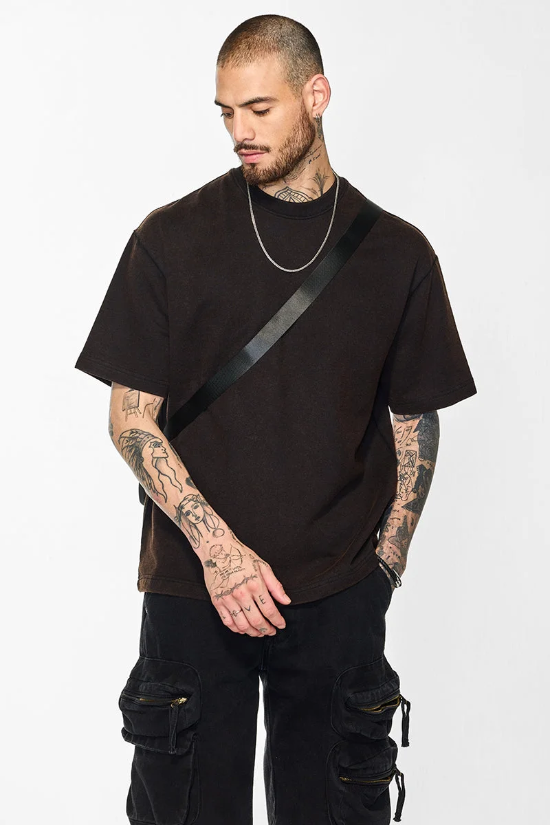 سنيتش Core Lab Dark Brown Acid Washed Oversized Fit T-Shirt