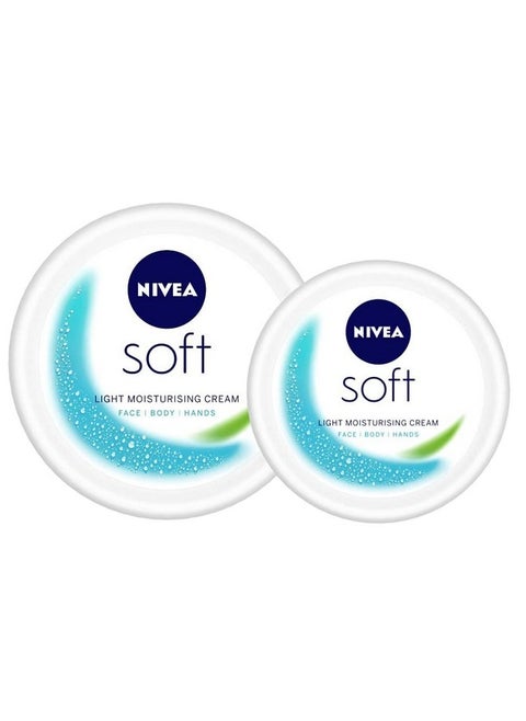 NIVEA Soft Light Moisturizer 300ml + 100 ml | For Face, Hand & Body, Instant Hydration | Non-Greasy Cream | With Vitamin E & Jojoba Oil | All Skin Types