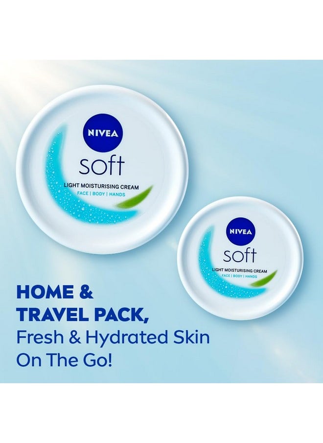 NIVEA Soft Light Moisturizer 300ml + 100 ml | For Face, Hand & Body, Instant Hydration | Non-Greasy Cream | With Vitamin E & Jojoba Oil | All Skin Types