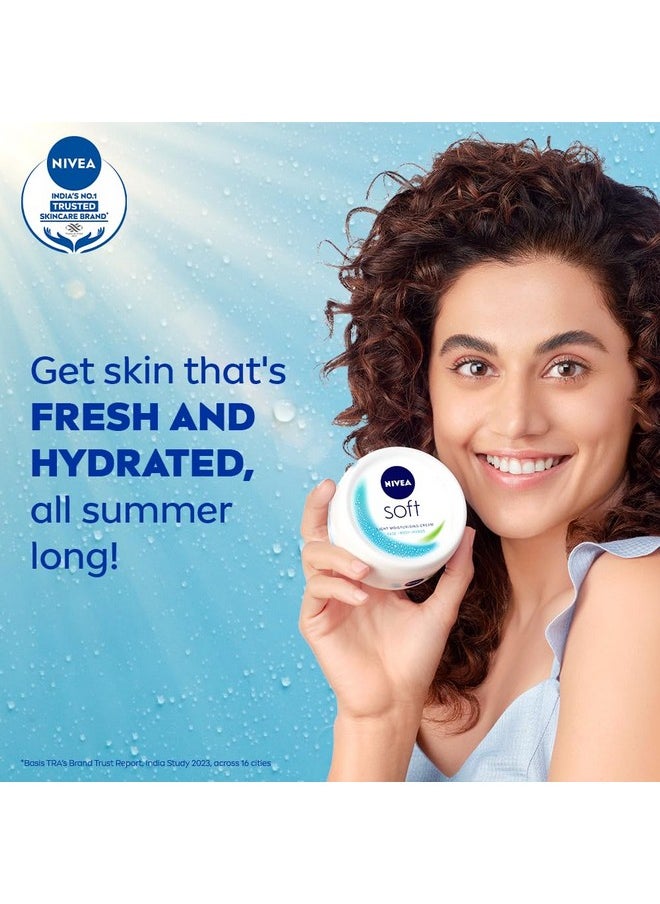 NIVEA Soft Light Moisturizer 300ml + 100 ml | For Face, Hand & Body, Instant Hydration | Non-Greasy Cream | With Vitamin E & Jojoba Oil | All Skin Types