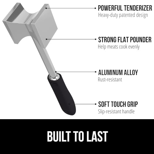 GORILLA GRIP Patented Dual-Sided Meat Tenderizer, Heavy Duty Kitchen Mallet with Soft Handle, Spiked Side Tenderizes and Smooth Flattens, Maximize Food Flavor, Commercial Grade Chicken Pounder, Black - Image 2