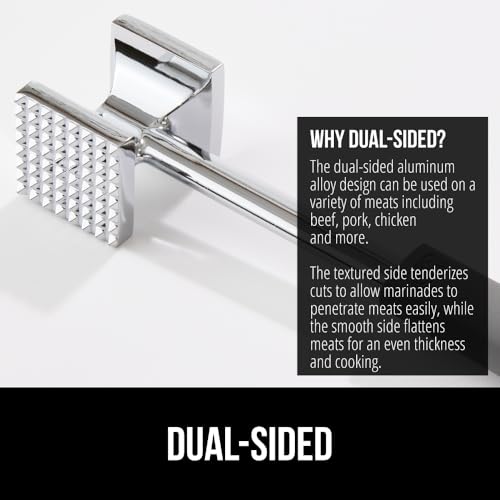 GORILLA GRIP Patented Dual-Sided Meat Tenderizer, Heavy Duty Kitchen Mallet with Soft Handle, Spiked Side Tenderizes and Smooth Flattens, Maximize Food Flavor, Commercial Grade Chicken Pounder, Black - Image 5