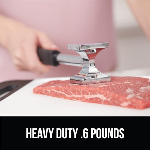 GORILLA GRIP Patented Dual-Sided Meat Tenderizer, Heavy Duty Kitchen Mallet with Soft Handle, Spiked Side Tenderizes and Smooth Flattens, Maximize Food Flavor, Commercial Grade Chicken Pounder, Black - Image 3