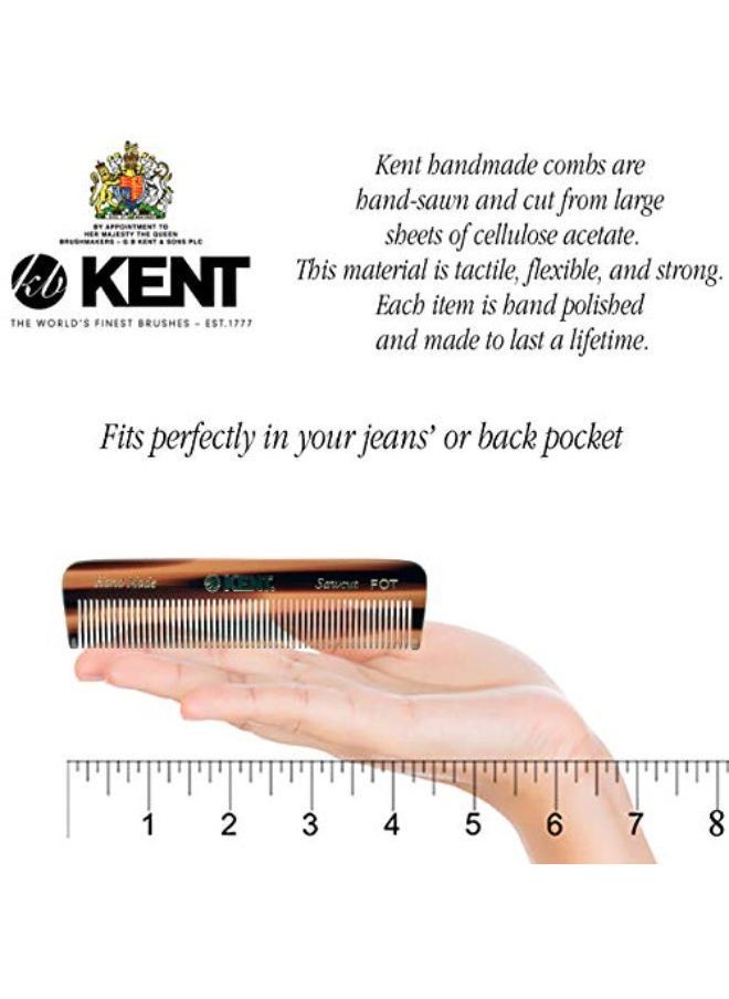 KENT - A Fot Handmade All Fine Tooth Saw Cut Beard Comb - Pocket Comb And Travel Comb - Styling Comb Or Wet Comb For Fine Or Thinning Hair, Beard Care, And Hair Care For The Essential Kent Beard Kit - Image 1