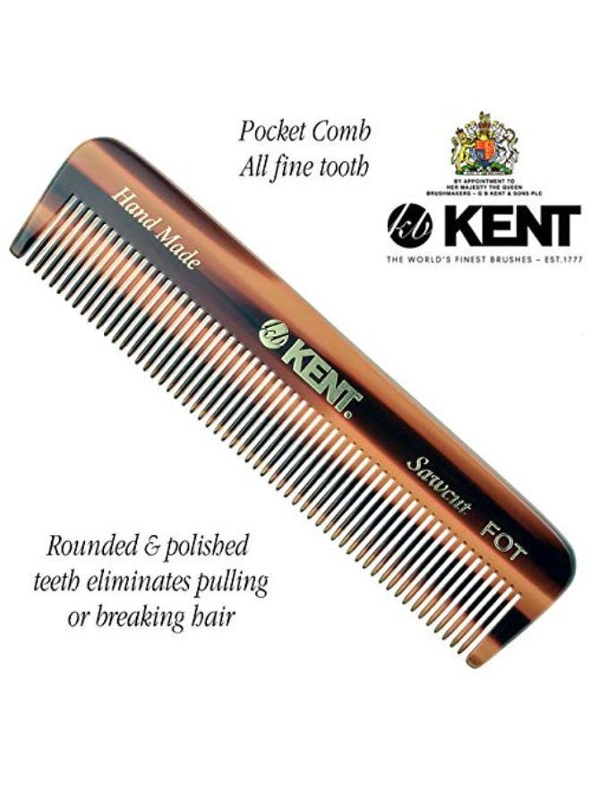 KENT - A Fot Handmade All Fine Tooth Saw Cut Beard Comb - Pocket Comb And Travel Comb - Styling Comb Or Wet Comb For Fine Or Thinning Hair, Beard Care, And Hair Care For The Essential Kent Beard Kit - Image 1