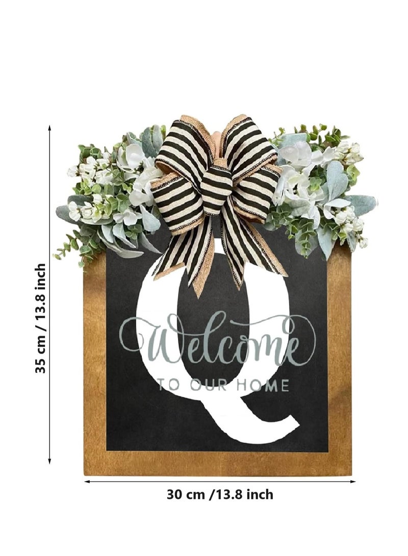Bluejw Welcome Sign Creative Bowknot Letter Wreath In Front Of The Door Outdoor Decoration Props For The Courtyard 30x35CM - Image 2