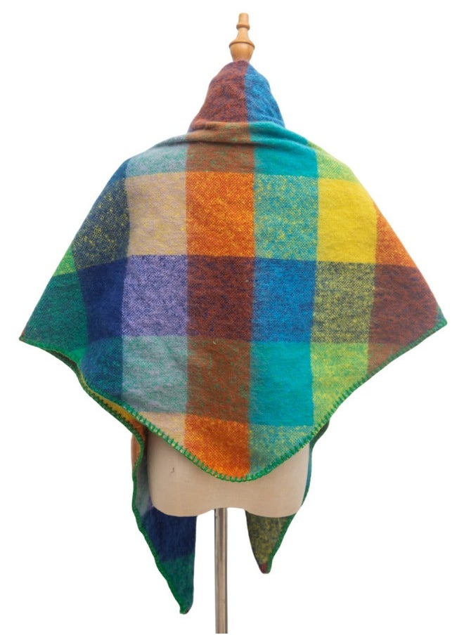 Wander Agio - Women Fashion Shawl Warm Long Winter Wrap Scarves Cashmere Soft Feel Plaid Triangle Colourful 14 - Image 1