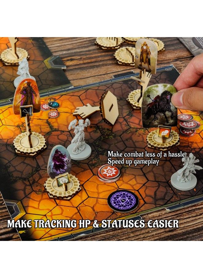 CZYY Monster Standees And Flying Stand Bases With Health Tracker And Status Token Slots Set Of 30 Wooden Upgrade Accessories For Gloomhaven And Frosthaven - Image 4