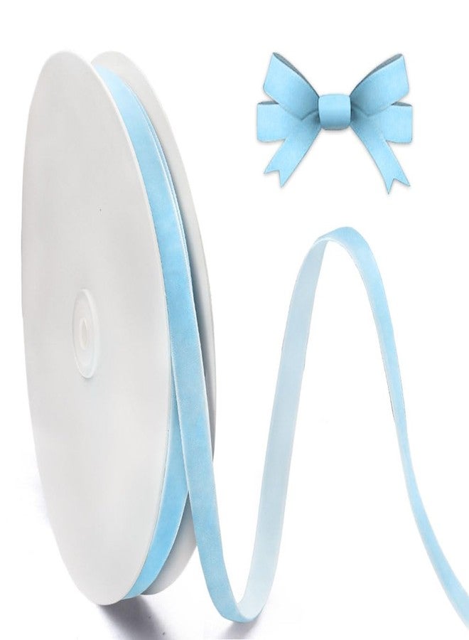 Hying Christmas Light Blue Ribbons for Crafting, 3/8" × 25 Yards Blue Velvet Ribbon Winter Holiday Craft Ribbons for Gift Wrapping DIY Wreath Baby Shower Decorations - Image 1