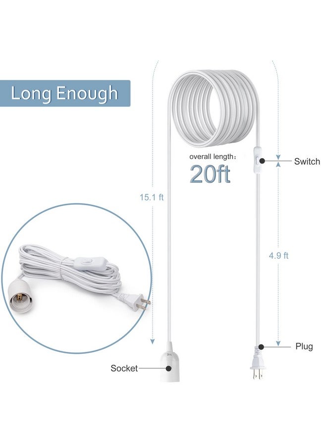 JACKYLED JACKYLED 20Ft UL Approval Extension Hanging Lantern Pendant Light Lamp Cord Cable 360W Suitable for E26 E27 Socket with On/Off Switch for Paper Lantern  - Image 1