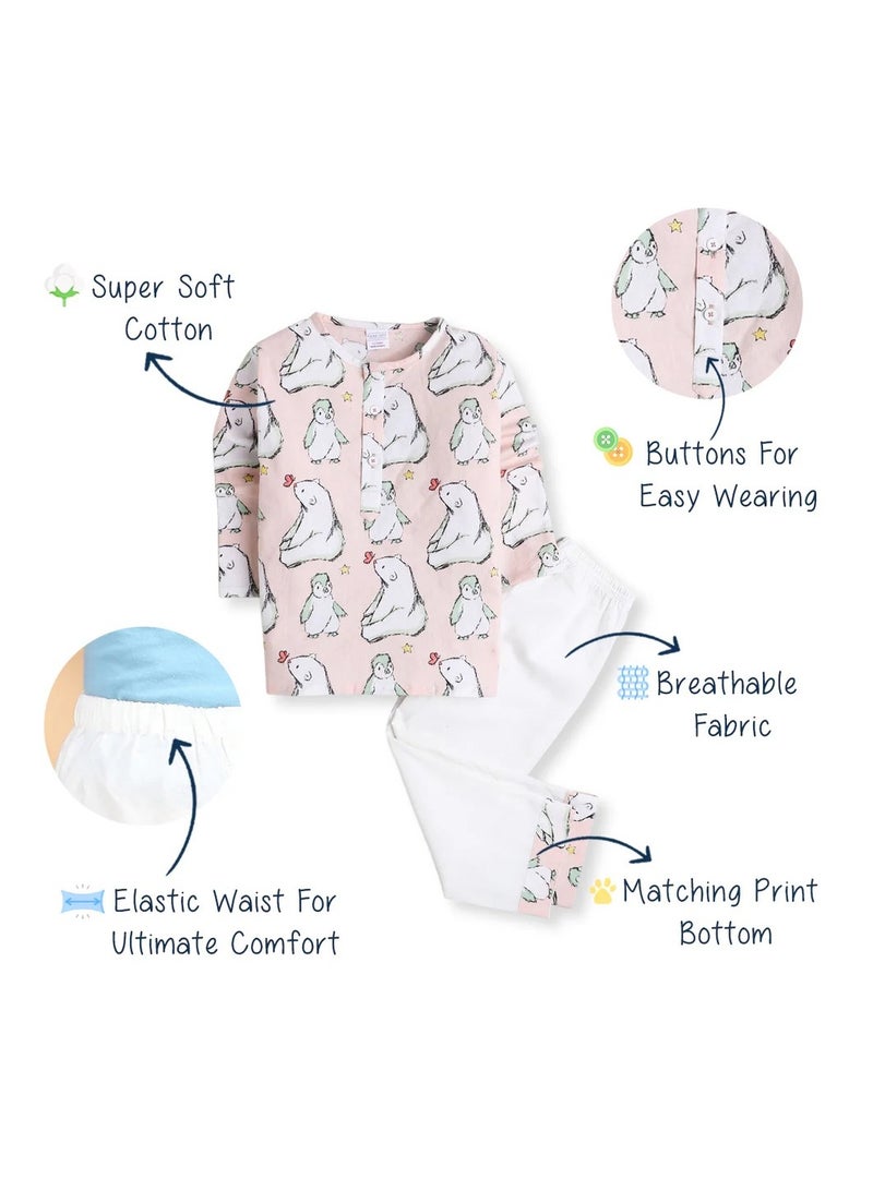 بولكاتوتس بيجامة كورتا بطبعة دب من Polka Tots بأكمام كاملة - بيضاء  - Image 5