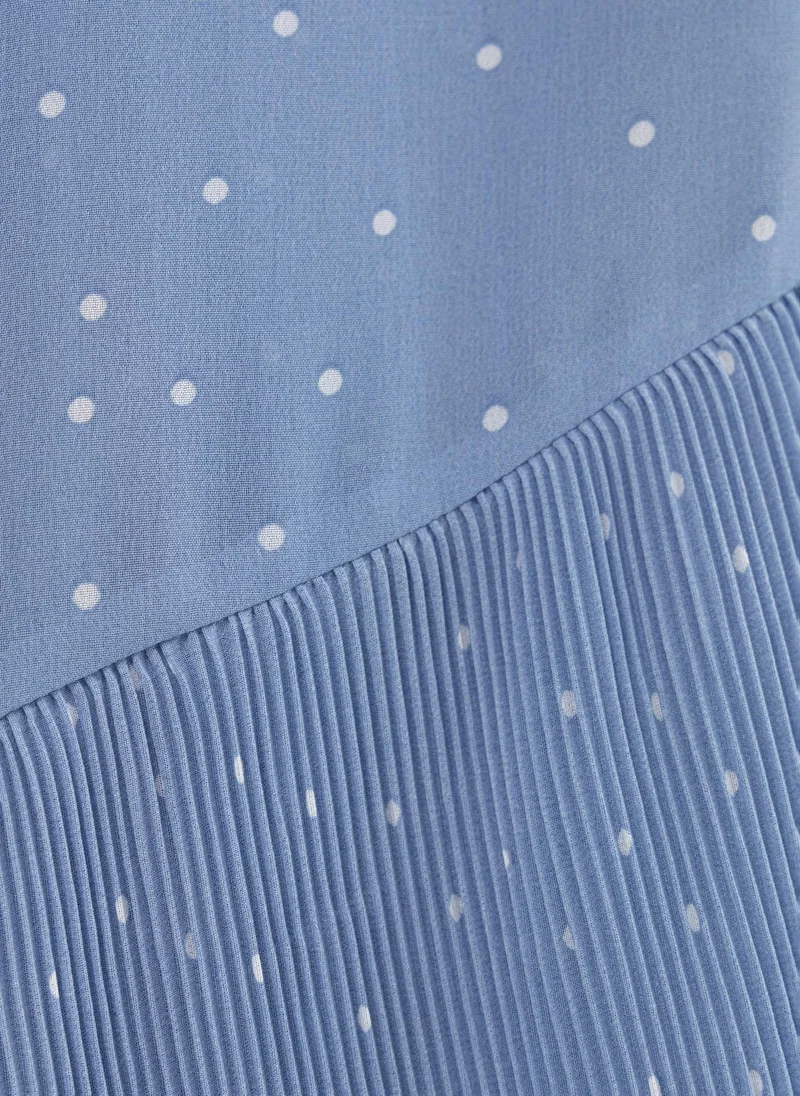 Lichi  Polka dot chiffon maxi dress with voluminous cape for Women | Best Price UAE