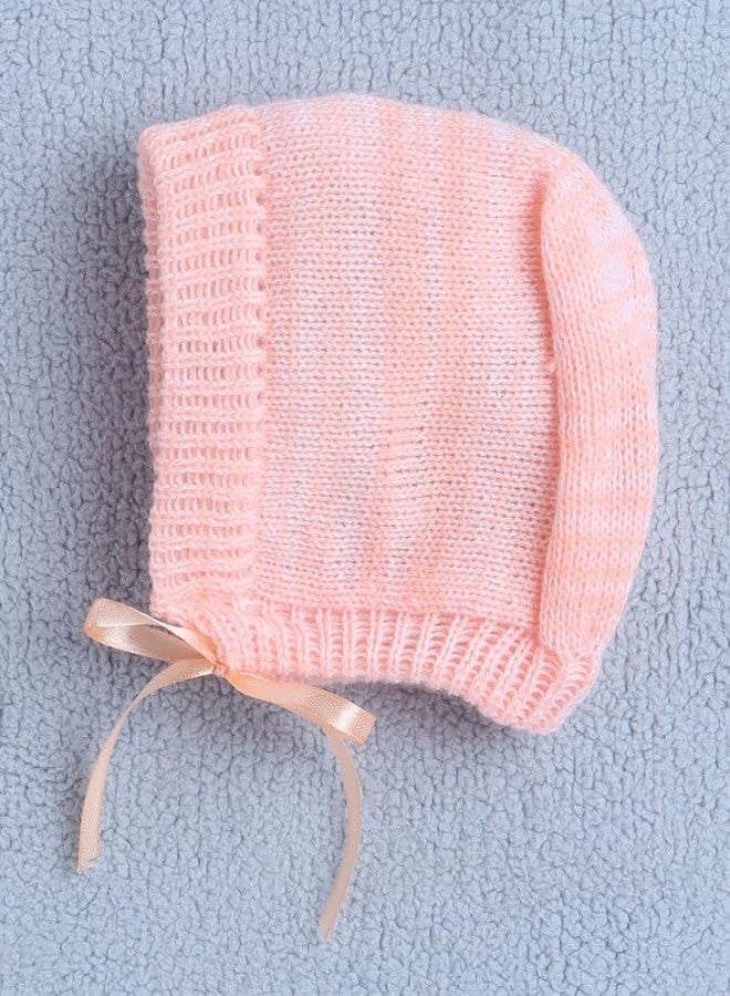 BUMZEE كنزة صوفية بأكمام طويلة للبنات الصغيرات من بامزي، لون الخوخ، مع قبعة وجوارب، مناسبة للأعمار من 6 إلى 12 شهرًا (Peb10072D-pch) - Image 4