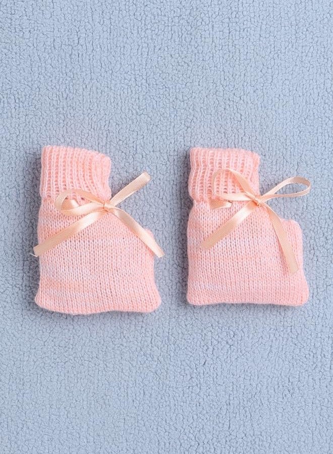 BUMZEE كنزة صوفية بأكمام طويلة للبنات الصغيرات من بامزي، لون الخوخ، مع قبعة وجوارب، مناسبة للأعمار من 6 إلى 12 شهرًا (Peb10072D-pch) - Image 5