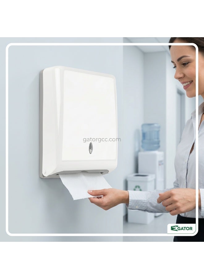 Gator C-Fold Tissue Dispenser | Interfolded Dispensing Mechanism | Durable Plastic Construction | See-Through Panel | Wall-Mountable | Suitable For Homes, Offices, Hotels, & More - Image 5