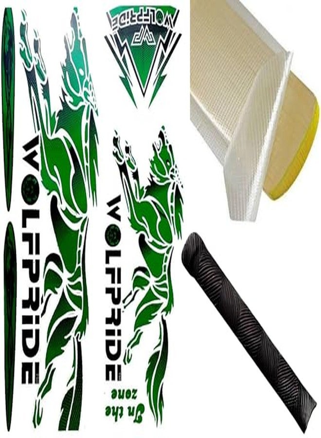 WOLF PRIDE Combo Offer (Cricket Bat Sticker, with Grip and Sheet) (Green) - Image 2
