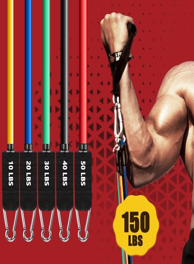 SPLASHGRIP Resistance Bands Set, 5-Level Exercise Bands for Full Body Workout with Handles, Ankle Straps, Door Anchor and Carry Bag - Home and Gym Strength Training - Image 2