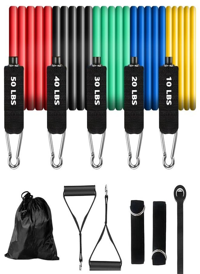 SPLASHGRIP Resistance Bands Set, 5-Level Exercise Bands for Full Body Workout with Handles, Ankle Straps, Door Anchor and Carry Bag - Home and Gym Strength Training - Image 1
