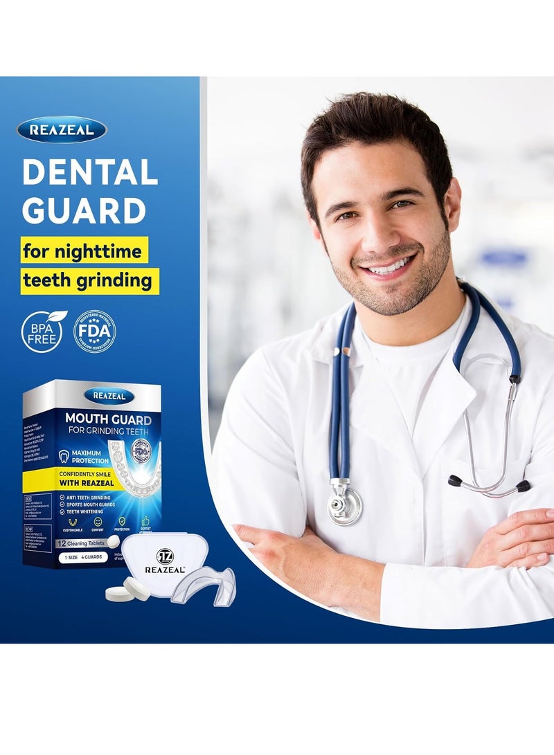 Reazeal Mouth Guard for Grinding Teeth at Night: Dental Guard for Sleeping at Night - Nighttime Protection for Teeth with 12 Cleaning Tablets - Image 3