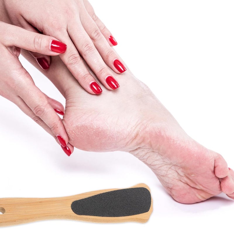 Dual-Sided Handle Foot Scrubber and Sandpaper Foot File Callus Remover for Home Spa Pedicure Dead Skin Exfoliator in Beige - Image 4