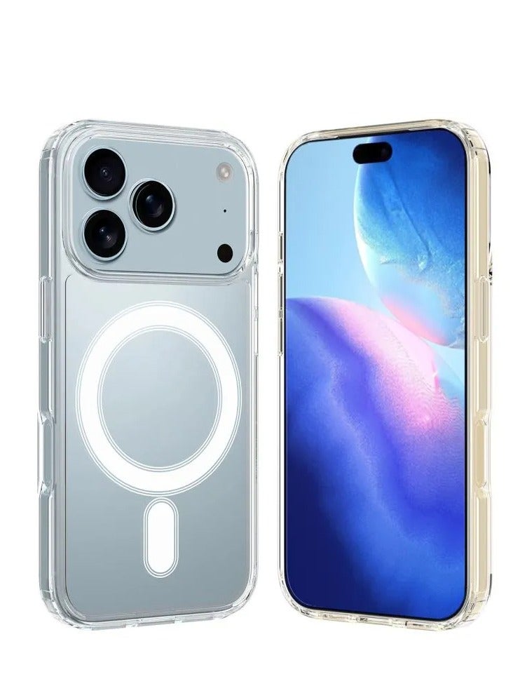 Magnetic Cover for iPhone New 17 Pro Compatible with MagSafe, Shockproof Mobile Phone Bumper Case, Anti-Scratch Back (Transparent) - Image 1