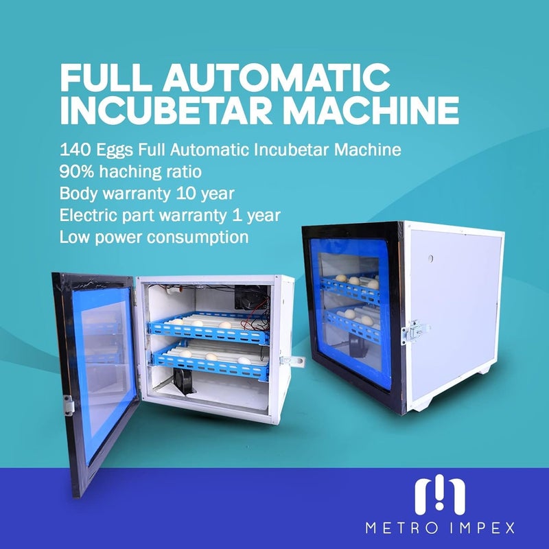 METRO IMPEX METRO IMPEX FullAutomatic Egg Incubator 140 Egg Capacity incubator AllinOne Transparent Eggs Hatching Machine Egg Incubator Chicken 100W Power Consumption Poultry Equipment  - Image 2