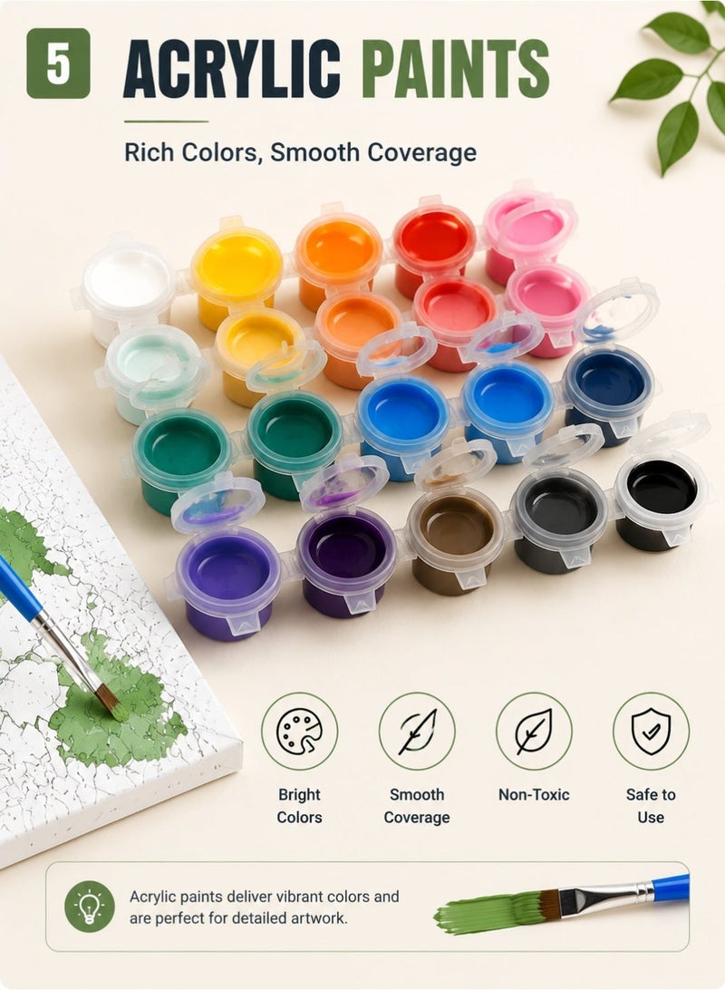 أيدو طقم رسم بالأرقام DIY مقاس 30×40 سم، مجموعة رسم على قماش مع ألوان أكريليك وفرشاة وإطار، هدية فنية إبداعية للكبار والمبتدئين - Image 5