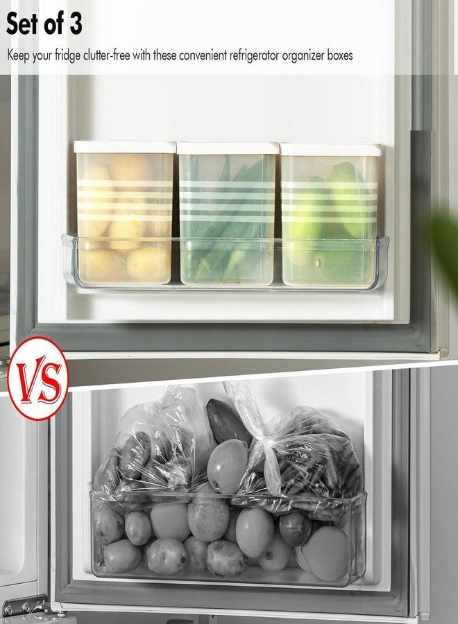 Meteor Fridge Storage Boxes Kitchen Plastic Containers | BPA-Free, Stackable, Transparent Food Organizers for Refrigerator & Kitchen Storage (White Lid) (Pack Of 6) - Image 5